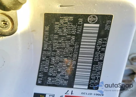 2014 Toyota Avalon Base from USA, damaged, VIN 4T1BK1EB8EU111071